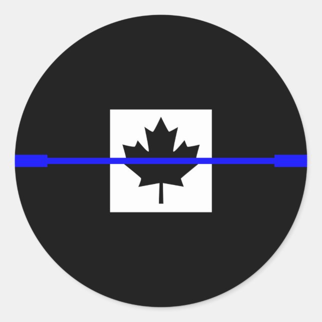 Thin Blue Line on Canadian Flag Decor Classic Round Sticker (Front)