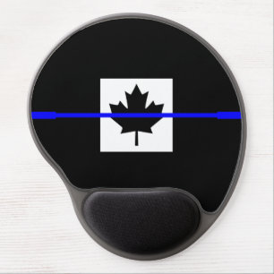 Thin Blue Line on Canadian Flag Decor Gel Mouse Pad