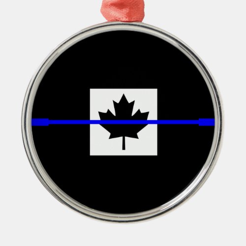 Thin Blue Line on Canadian Flag Design Metal Ornament