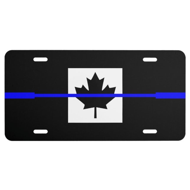 Thin Blue Line on Canadian Flag License Plate (Front)
