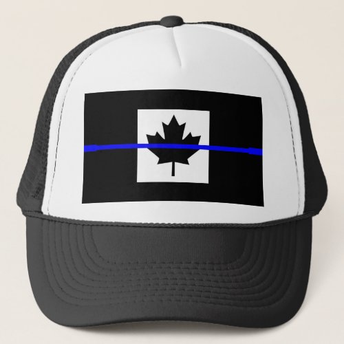Thin Blue Line on Canadian Flag Trucker Hat