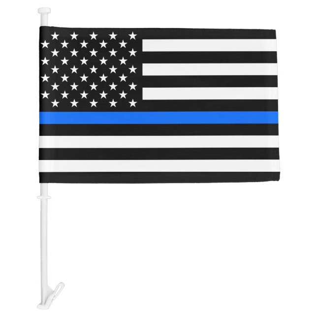 "THIN BLUE LINE on FLAG" Car Flag (Front)
