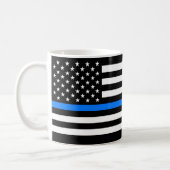 "THIN BLUE LINE on FLAG" Coffee Mug (Left)