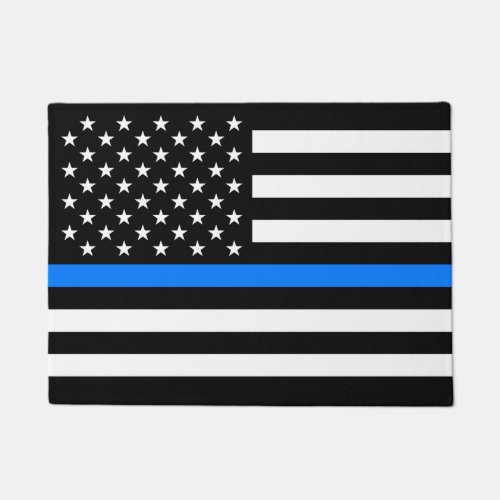 THIN BLUE LINE on FLAG Doormat