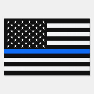 "THIN BLUE LINE on FLAG" (DOUBLE-SIDED) Sign