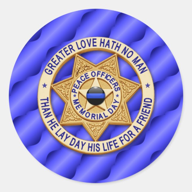 Thin Blue Line One-of-a-Kind Classic Round Sticker (Front)