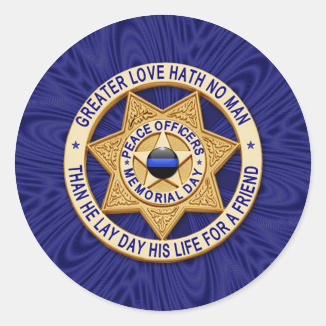 Thin Blue Line One-of-a-Kind Classic Round Sticker (Front)