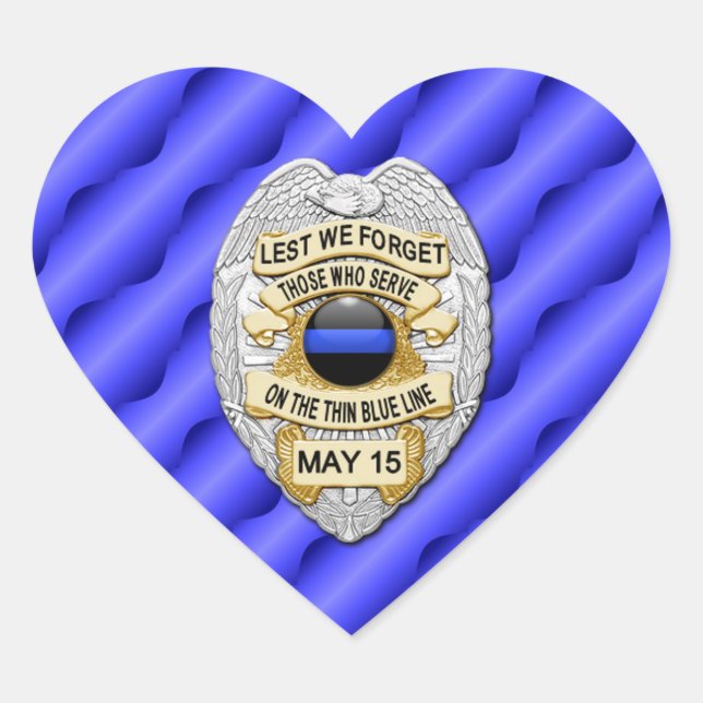 Thin Blue Line One-of-a-Kind Heart Sticker (Front)