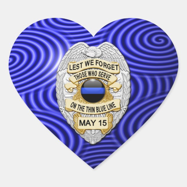 Thin Blue Line One-of-a-Kind Heart Sticker (Front)