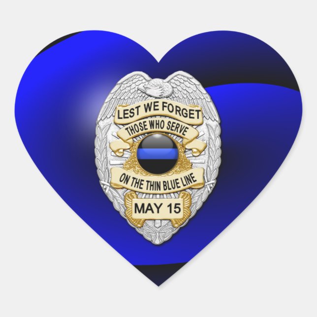 Thin Blue Line One-of-a-Kind Heart Sticker (Front)