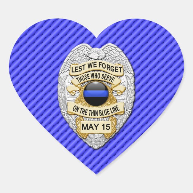 Thin Blue Line One-of-a-Kind Heart Sticker (Front)