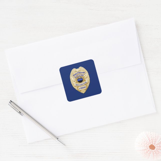 Thin Blue Line One-of-a-Kind Square Sticker (Envelope)