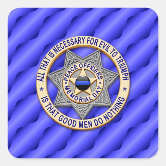 Thin Blue Line One-of-a-Kind Square Sticker (Front)