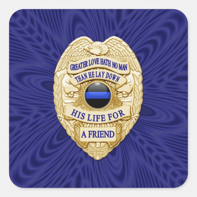 Thin Blue Line One-of-a-Kind Square Sticker (Front)