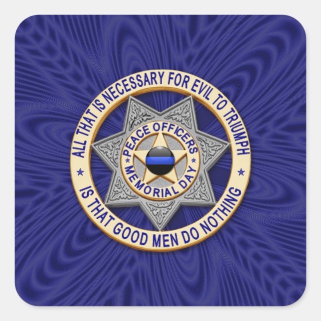 Thin Blue Line One-of-a-Kind Square Sticker (Front)