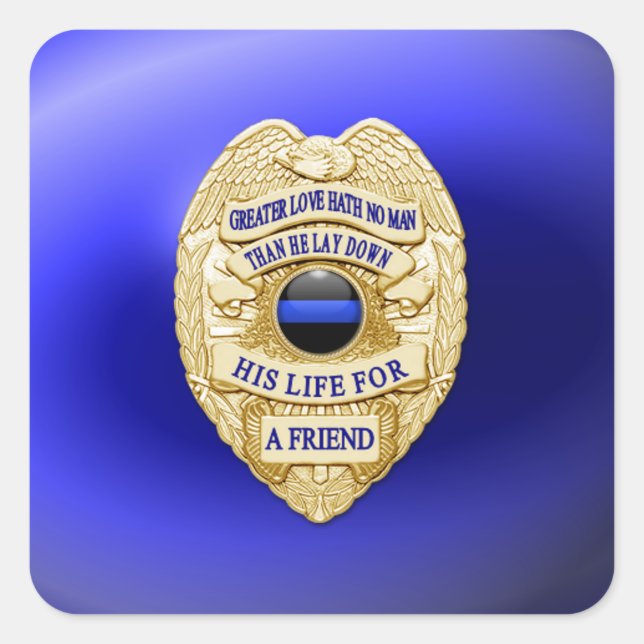 Thin Blue Line One-of-a-Kind Square Sticker (Front)