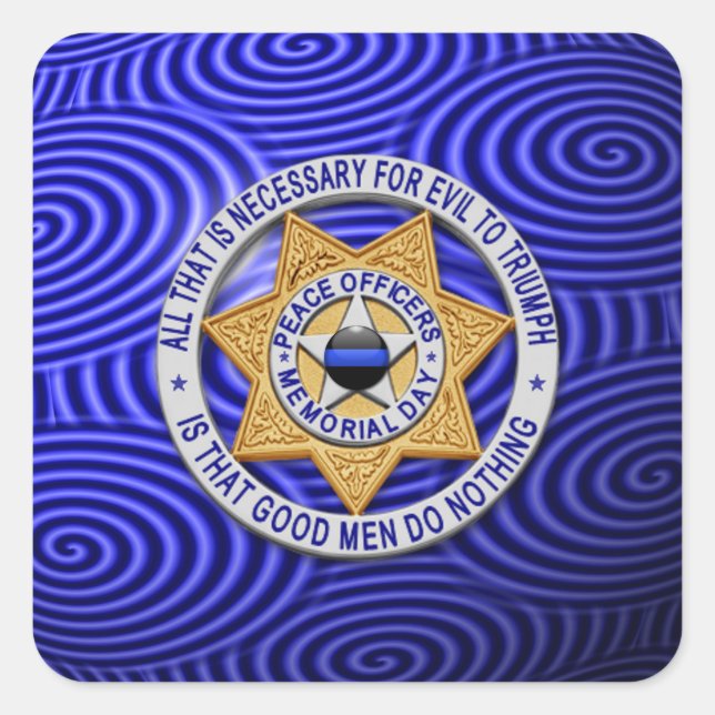 Thin Blue Line One-of-a-Kind Square Sticker (Front)