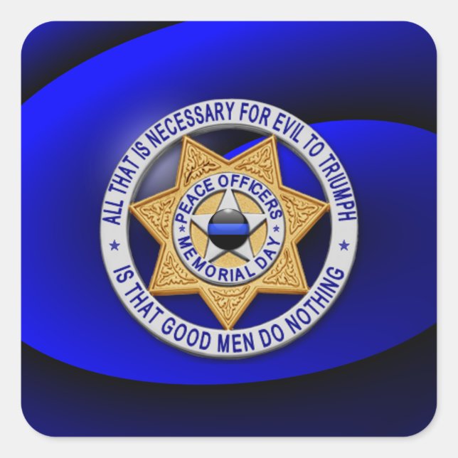 Thin Blue Line One-of-a-Kind Square Sticker (Front)