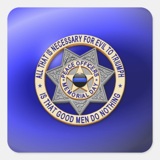 Thin Blue Line One-of-a-Kind Square Sticker (Front)