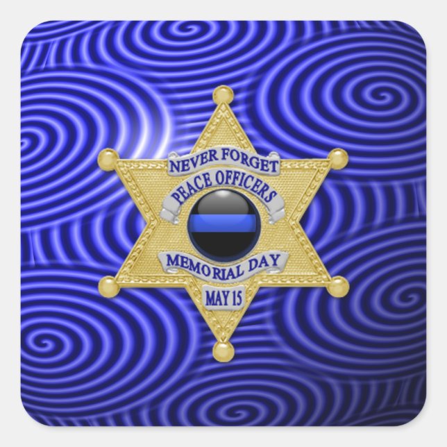 Thin Blue Line One-of-a-Kind Square Sticker (Front)
