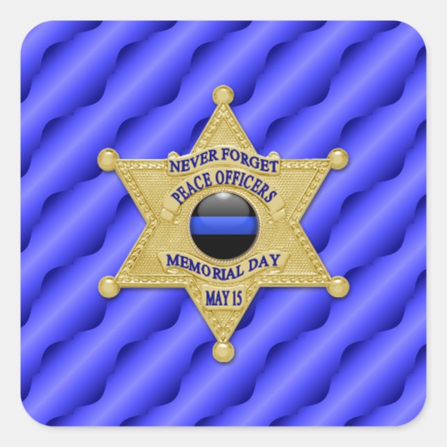 Thin Blue Line One-of-a-Kind Square Sticker (Front)
