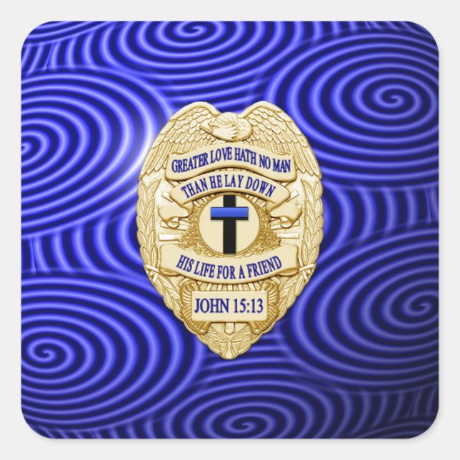 Thin Blue Line One-of-a-Kind Square Sticker (Front)