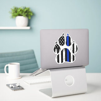 Thin Blue Line Paw Print Sticker