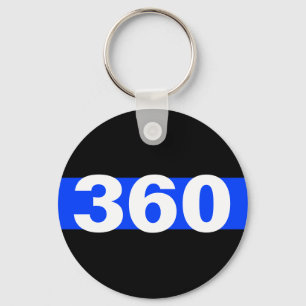 Thin Blue Line Personalized Badge Number Keychain
