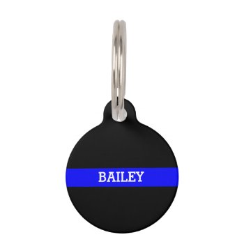 Thin Blue Line - Personalized Custom Pet Name Tag by American_Police at Zazzle