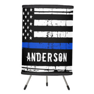 Thin Blue Line Personalized Law Enforcement Police Tripod Lamp