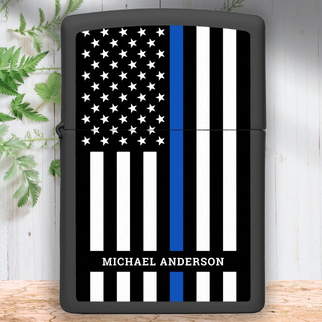Thin Blue Line Personalized Law Enforcement Police Zippo Lighter (Creator Uploaded)