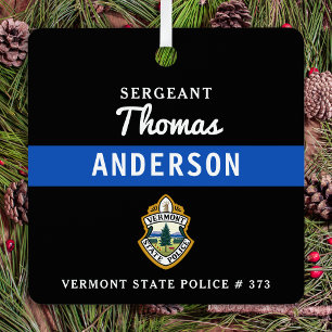 Thin Blue Line Personalized Logo Police Officer Metal Ornament