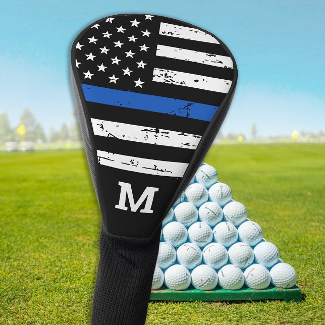 Thin Blue Line Personalized Monogram Police Golf Head Cover (Creator Uploaded)