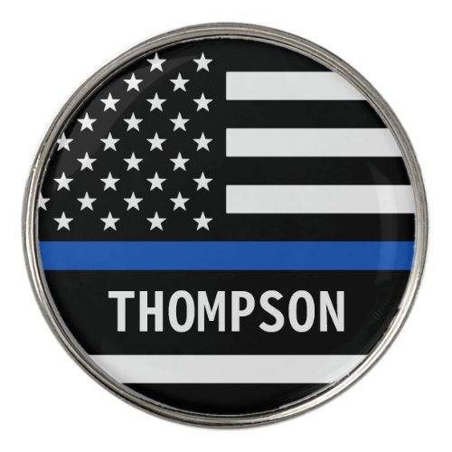 Thin Blue Line Personalized Name Police Officer Golf Ball Marker - Thin Blue Line Police golf ball marker  - USA American flag design in Police Flag colors, modern black blue design . This personalized police golf ball markers are perfect law enforcement officer gifts, police retirement gifts, police officer gifts. Personalize these police thin blue line golf ball marker  with police officers name.
 COPYRIGHT © 2020 Judy Burrows, Black Dog Art - All Rights Reserved. Thin Blue Line Personalized Name Police Officer golf ball marker