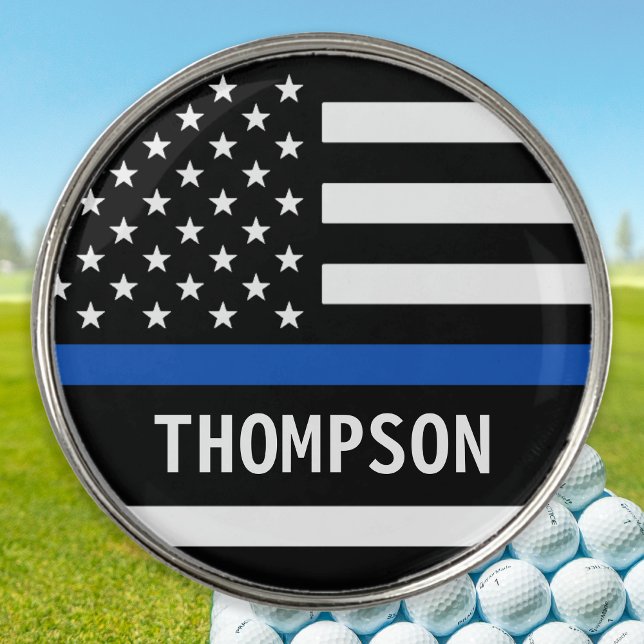 Thin Blue Line Personalized Name Police Officer Golf Ball Marker (Creator Uploaded)