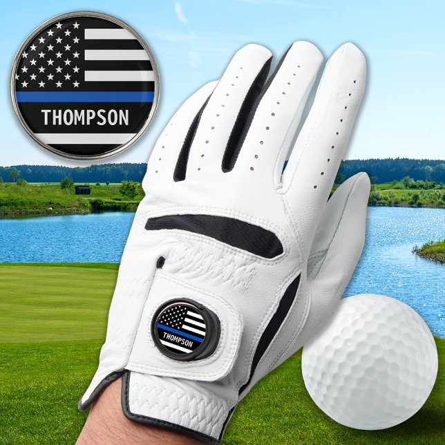 Thin Blue Line Personalized Name Police Officer Golf Glove (Creator Uploaded)