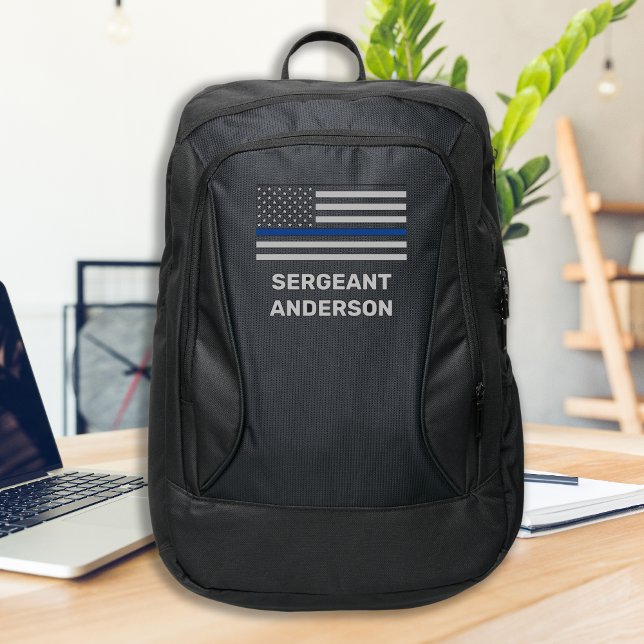 Thin Blue Line Personalized Name Rank Police Port Authority® Backpack (Creator Uploaded)