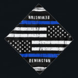 Thin Blue Line Personalized Police Dog Bandana<br><div class="desc">Thin Blue Line Bandana - American flag in Police Flag colors, distressed design . Personalize with police dog name. This personalized police dog bandana is perfect for police and law enforcement families and all those who support them . COPYRIGHT © 2020 Judy Burrows, Black Dog Art - All Rights Reserved....</div>