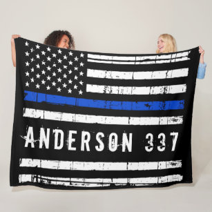 for Back of Couch or Sofa American Flag Police Department Cotton Woven Blanket Throw Made in The USA 61x36 Blue Line 