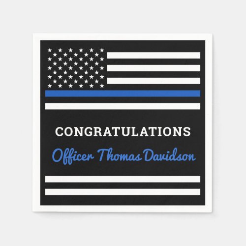 Thin Blue Line Personalized Police Graduation Napkins