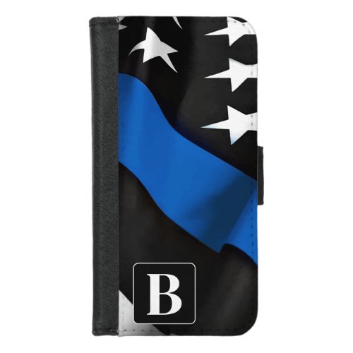 Thin Blue Line Personalized Police iPhone 87 Wallet Case