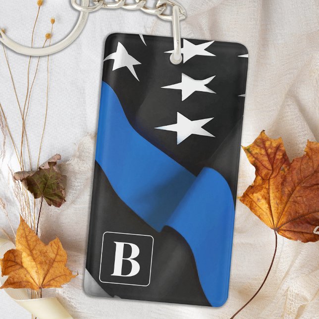Thin Blue Line Personalized Police Keychain (Creator Uploaded)