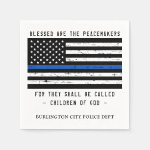 Thin Blue Line Personalized Police Law Enforcement Napkins
