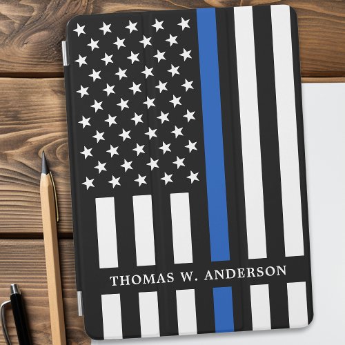 Thin Blue Line Personalized Police Officer iPad Pro Cover