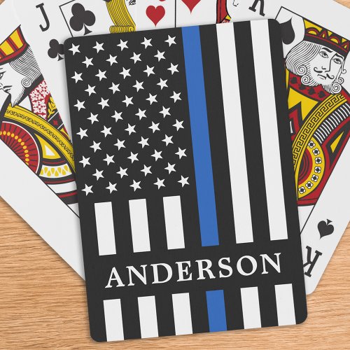 Thin Blue Line Personalized Police Officer Poker Cards