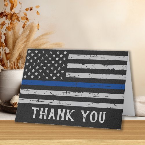 Thin Blue Line Personalized Police Officer Thank You Card