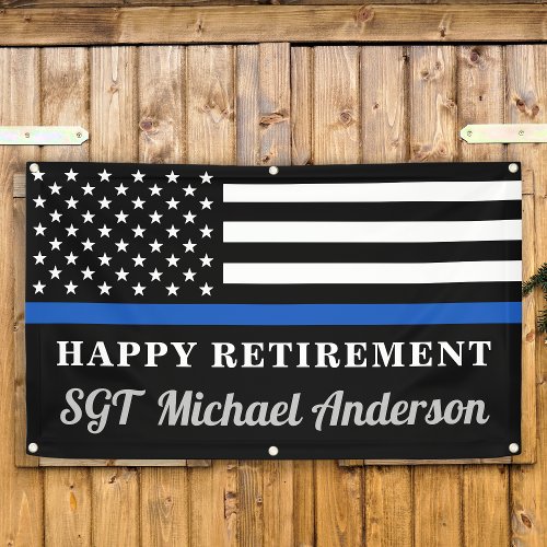 Thin Blue Line Personalized Police Retirement Banner