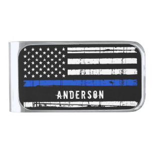 Police Officer Badge Money Clip Card Holder Thin Blue Line Gift Blue Lives Bags & Purses Wallets & Money Clips Money Clips 