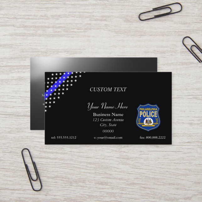 Thin Blue Line Philadelphia Business Card (Front/Back In Situ)