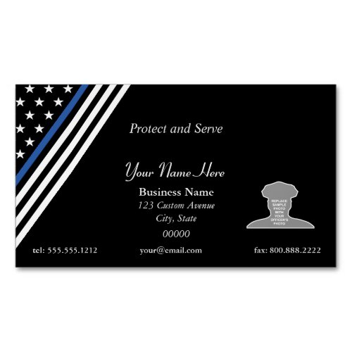 Thin Blue Line Photo Business Card Magnet